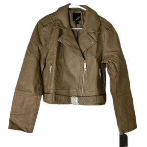 COLLECTION B New York Belted Moto Jacket, Women’s L, Desert Tan